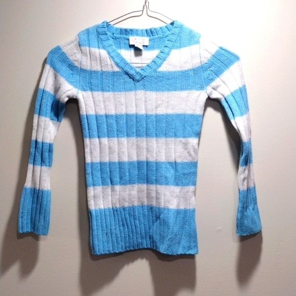PLACE, Girls' Blue & White Long Sleeves Sweater in good condition, Size S 5/6 - Picture 1 of 4